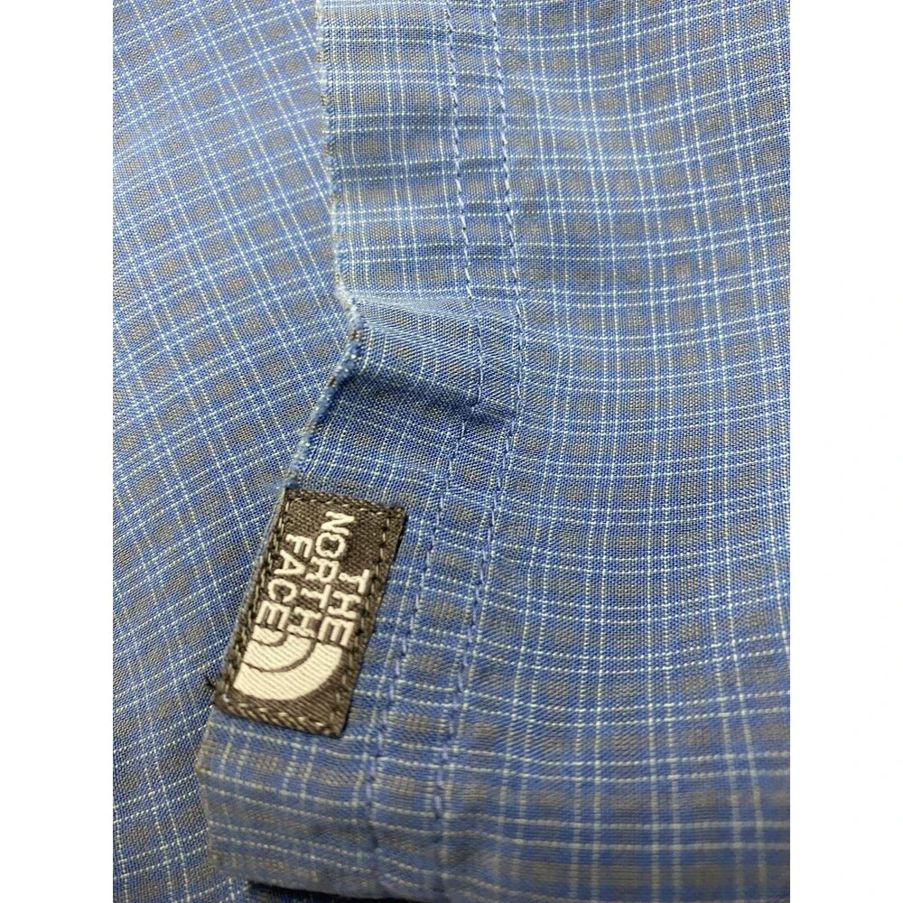 The North Face Shirt Men Medium Blue Plaid Short Sleeve Button Front Pocket